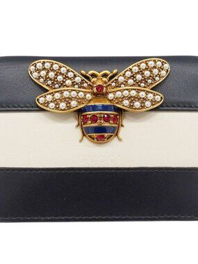 Gucci Wallet Bifold Queen Ma Galette Leather Rhinestone